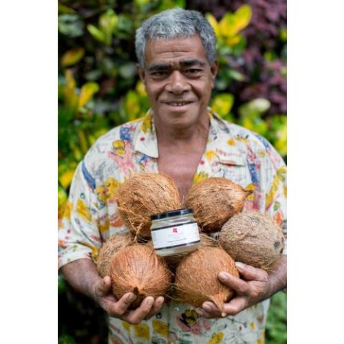 virgin coconut oil Tonga coconuts and glass jar2