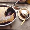 gluten free lemon pancake mix in a cherry and blueberry cobbler